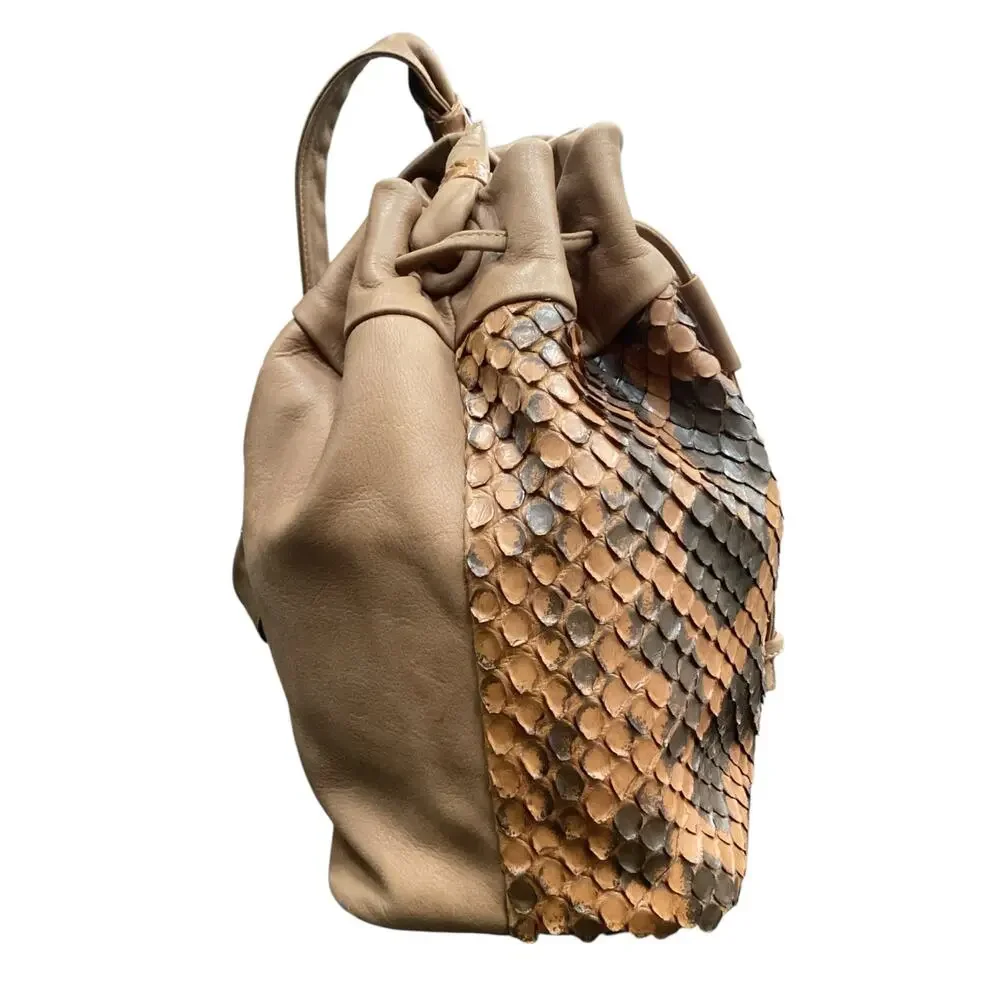 VTG Aleda Borse Bag Women’s One Size Anaconda Snake Skin Shoulder Style Brown